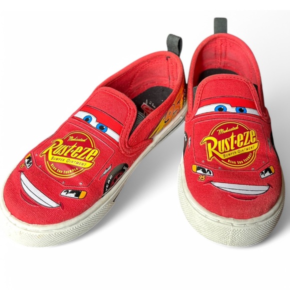 Disney Pixar Cars Lightning McQueen Canvas Slip On Shoes Rust-eze Youth Sz 10. - Picture 1 of 10